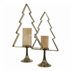 Gouden kerstboom windlicht 13x17x70 cm